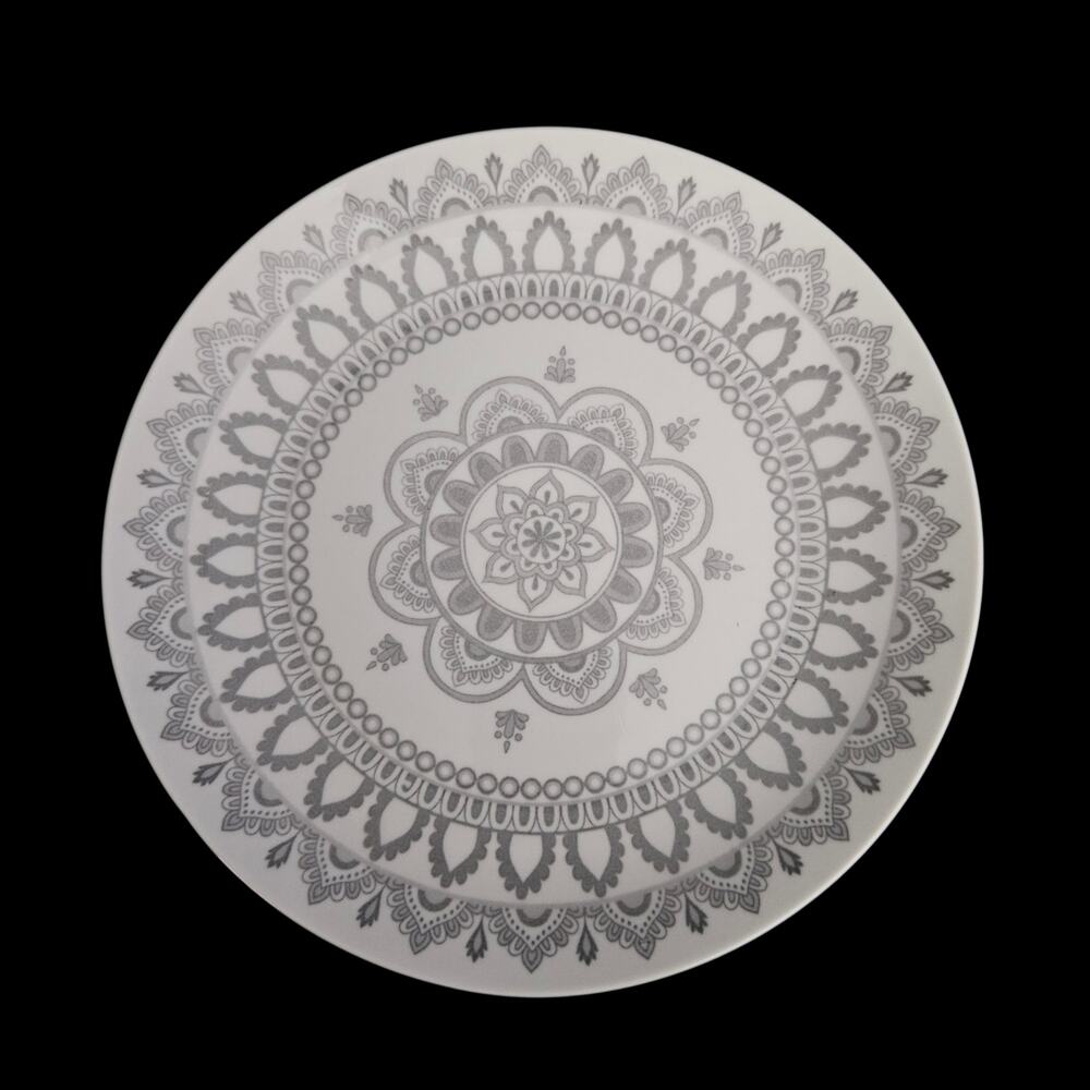BIA Cordon Bleu Gray Mandala Salad Plates Set of 4 White China